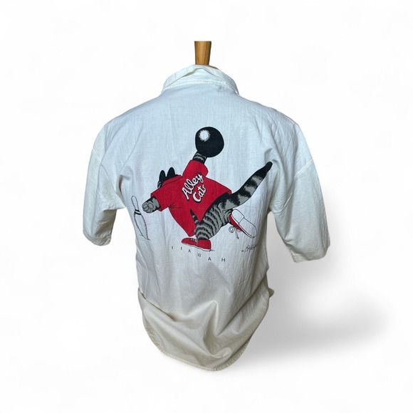 Vintage 80s 90s B Kliban Bowling Ball Alley Cat Shirt S Distressed Thrashed - Picture 2 of 16